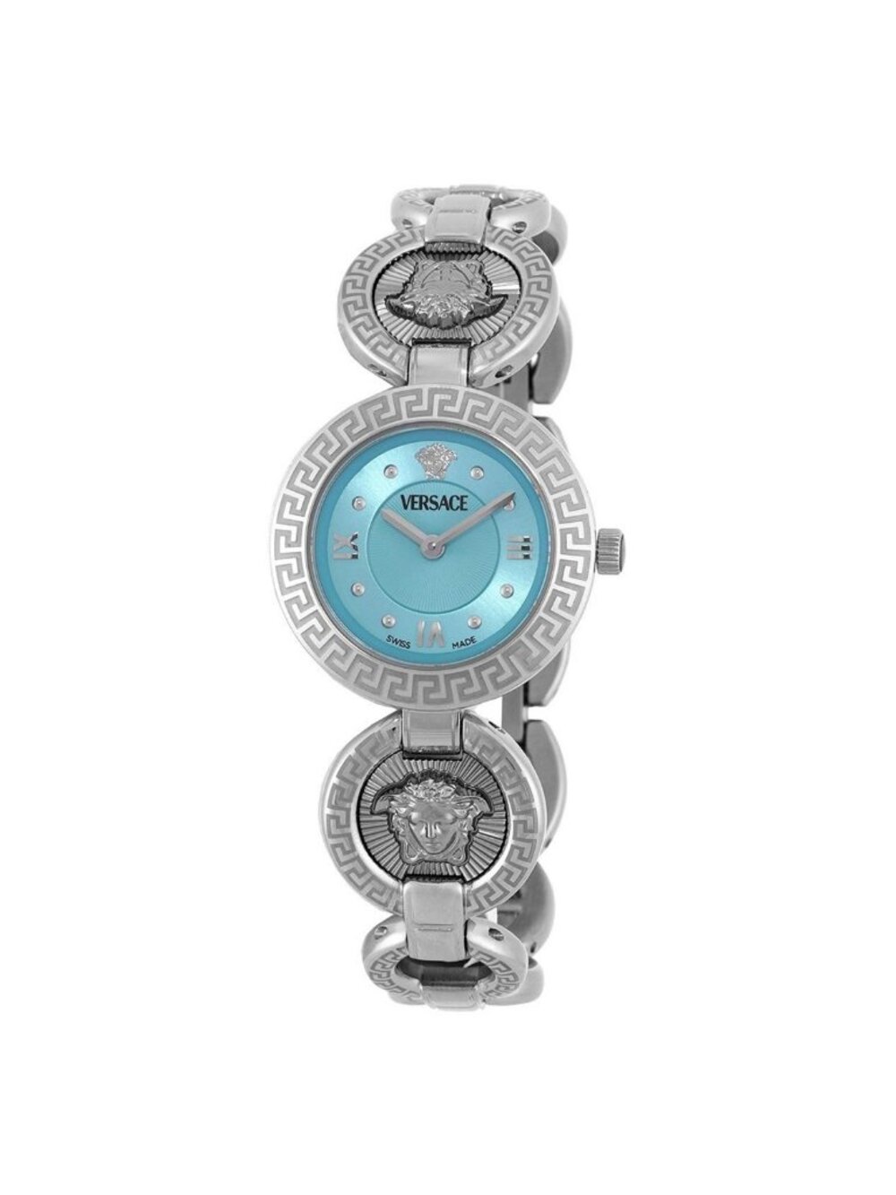 NWT Versace Greca Jewel Quartz Turquoise Dial Ladies Watch